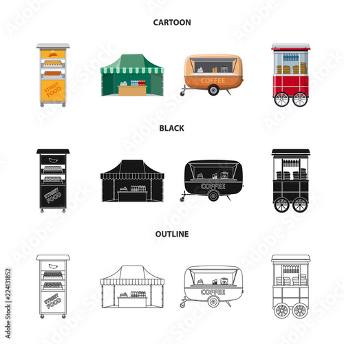Isolated object of market and exterior sign. Set of market and food stock vector illustration.