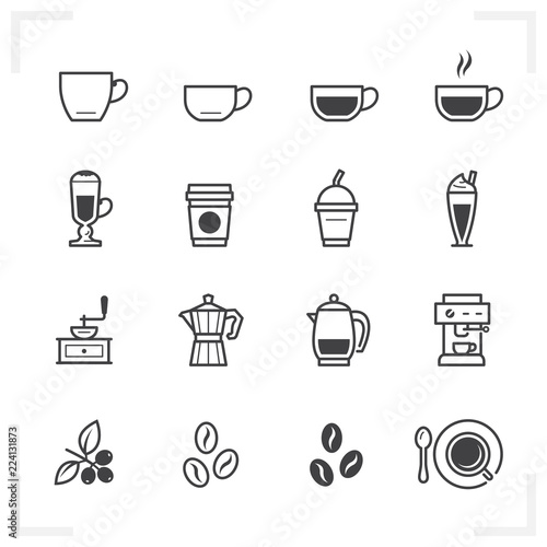 Coffee icons with White Background 