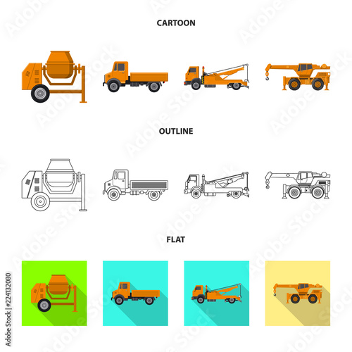 Vector design of build and construction logo. Collection of build and machinery vector icon for stock.