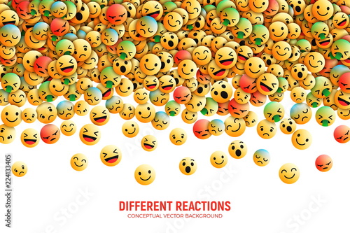 Modern 3D Design Vector Facebook Emoji Icons with Different Reactions for Social Network Conceptual Art Illustration Isolated on White Background