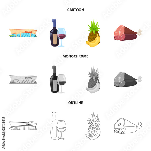 Isolated object of food and drink symbol. Set of food and store stock vector illustration.