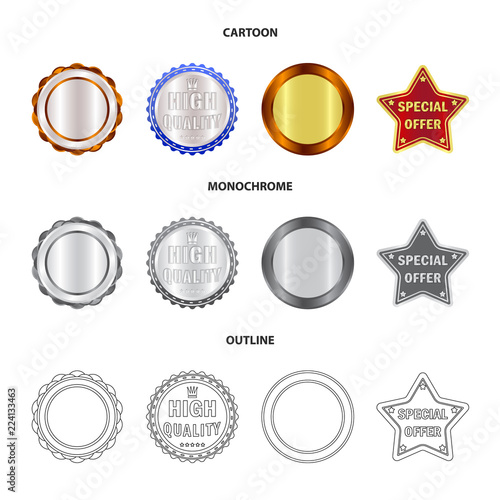 Isolated object of emblem and badge symbol. Collection of emblem and sticker stock vector illustration.