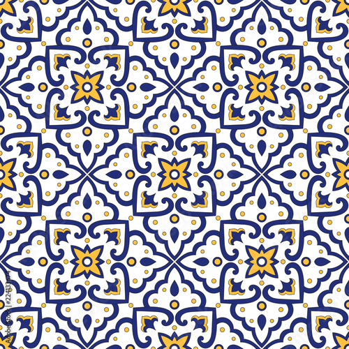 Obraz na plátně Italian tile pattern vector seamless with vintage ornaments