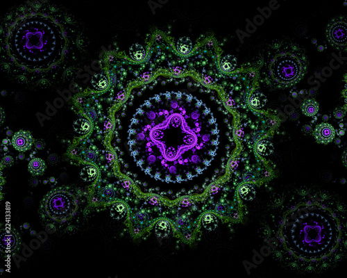 Digitally generated image. Colorful fractal  elegant  delicate flower pattern. Abstract floral fractal background for art projects.