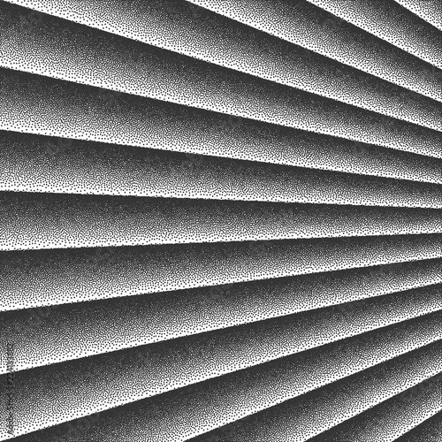3D Vector Outgoing Perspective Smooth Curved Lines Retro Style Dotwork Background. Abstract Hand Made Dotted Stippling Engraving Texture