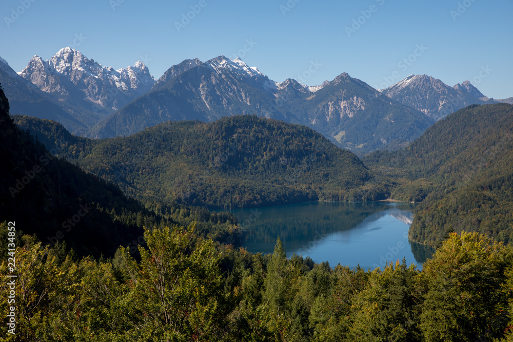 landscape in the alps with a lake
