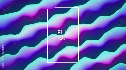 Vector Fluid Design Blue Abstract Background. Digital 3D Conceptual Contemporary Generative Art Illustration. Dynamic Motion Liquid Bright Shapes Flow Effect Wallpaper