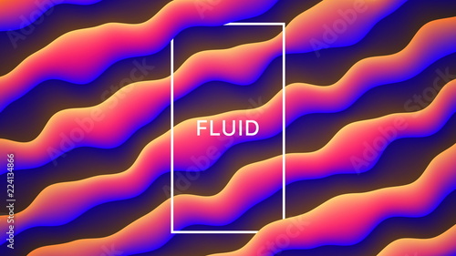 Vector Colorful Fluid Design Abstract Background. Digital 3D Conceptual Contemporary Generative Art Illustration. Dynamic Motion Liquid Shapes Flow Effect Wallpaper