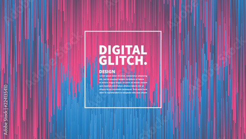 Digital Glitch Effect Vector Abstract Background. Dynamic Vivid Color Striped Conceptual Illustration photo