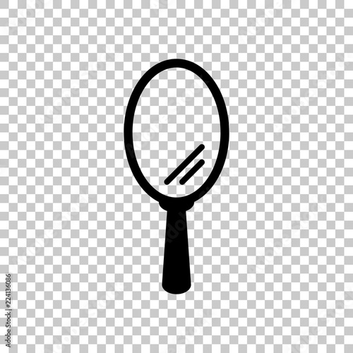 Simple hand mirror icon. On transparent background.