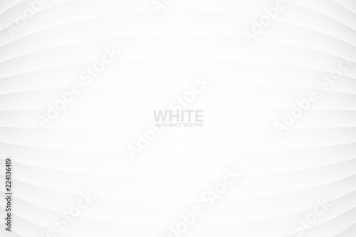 Clear Blank Subtle White Vector Abstract Geometric Background. Monochrome Light Empty Convex Surface. Minimal Style Wallpaper. Futurism 3D Illustration