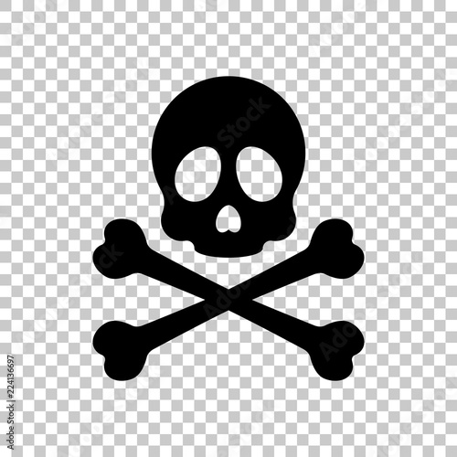 Skull and crossed bones. Simple icon. On transparent background.