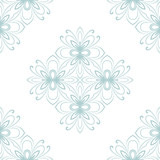 Floral vector ornament. Seamless abstract classic background with flowers. Light blue and white pattern with repeating floral elements. Ornament for fabric, wallpaper and packaging