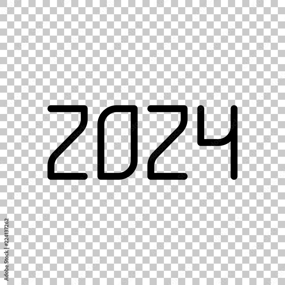 2024 number icon. Happy New Year. On transparent background. Stock ベクター