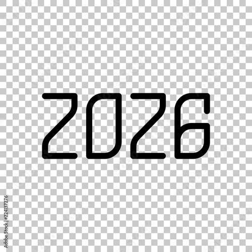 2026 number icon. Happy New Year. On transparent background.
