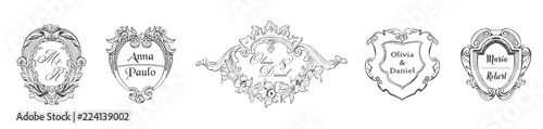 Wedding Monogram collection, Vintage Barocco templates for Invitation cards, Save the Date, Logo in vector