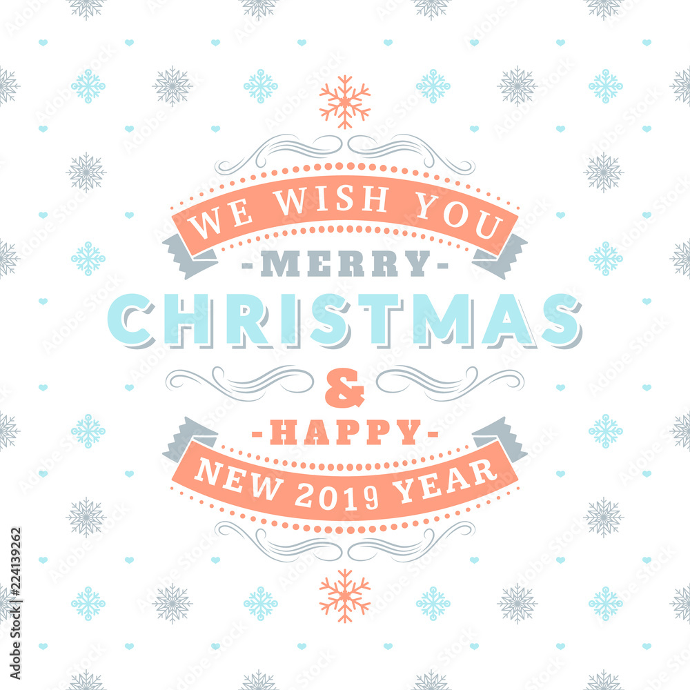 Merry Christmas and Happy New Year. Retro design on seamless background. Vector background for wrapping paper or greeting card Merry Christmas and Happy New Year. Retro design on seamless background. Vector background for wrapping paper or greeting card