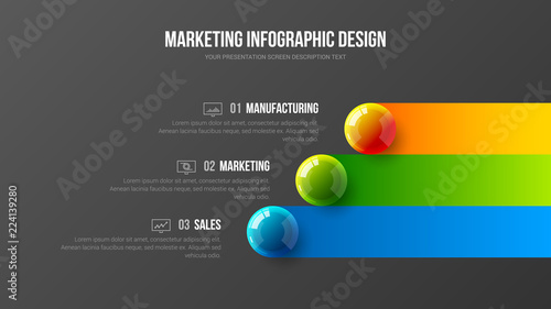 Amazing business infographic presentation vector 3D colorful balls illustration. Corporate marketing analytics data report design layout. Company statistics information graphic visualization template.
