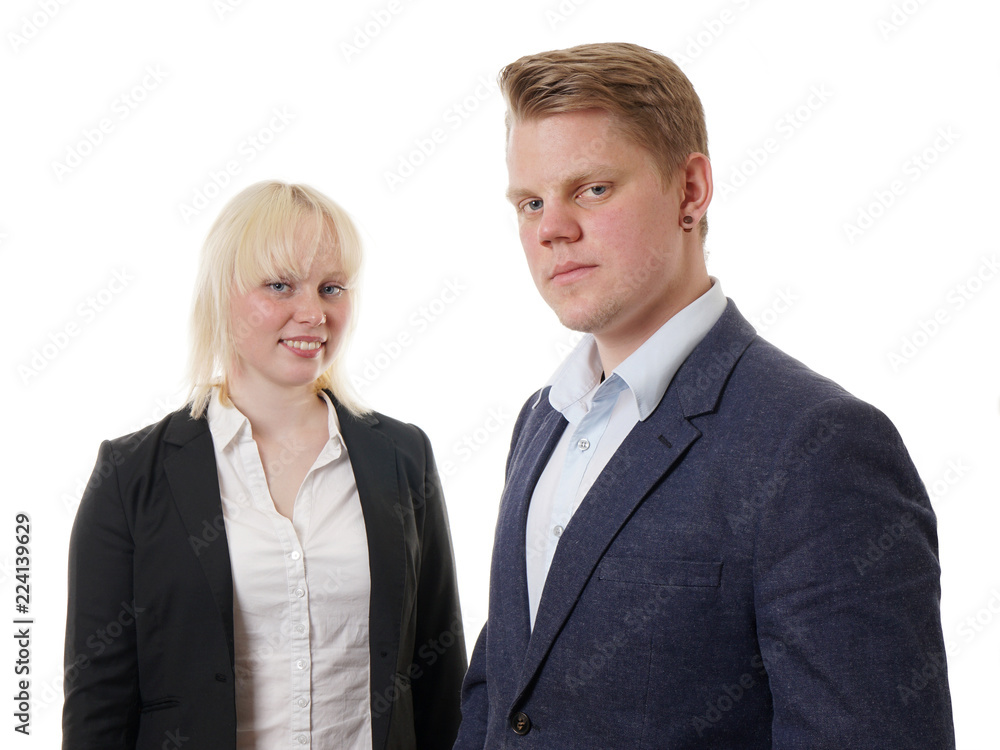 confident young business team businesswoman and businessman confident young business team businesswoman and businessman