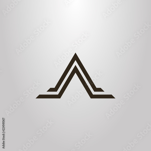 black and white simple vector geometric flat art sign of abstract triangle mountain shape in two lines