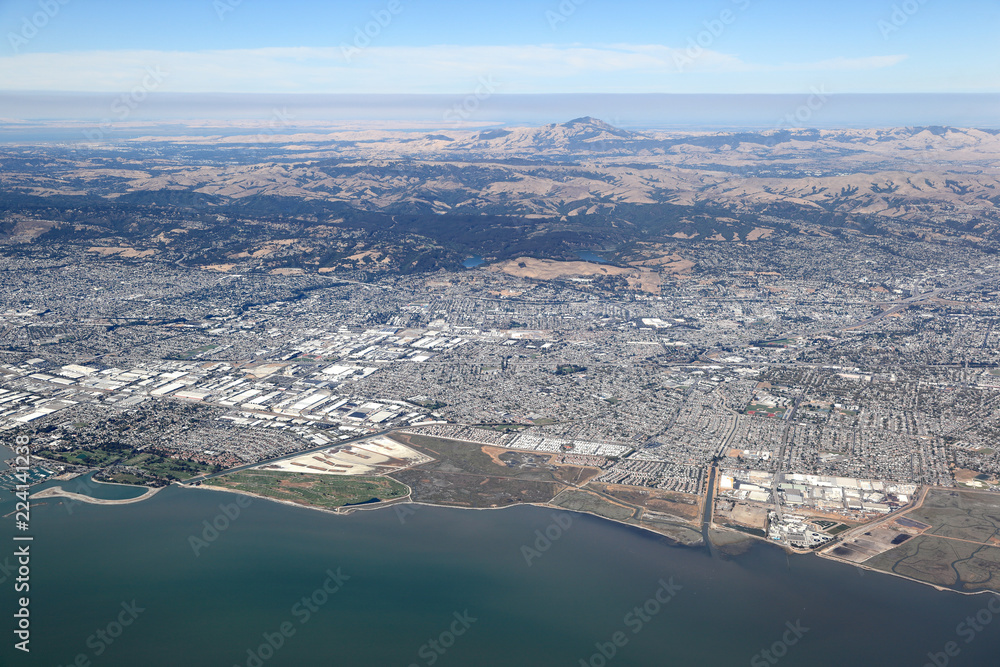 San Francisco Bay Area: Aerial view looking towards the east bay area.