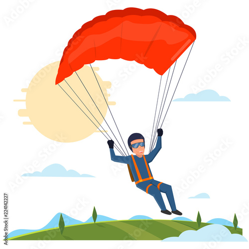 Guy parachute jump