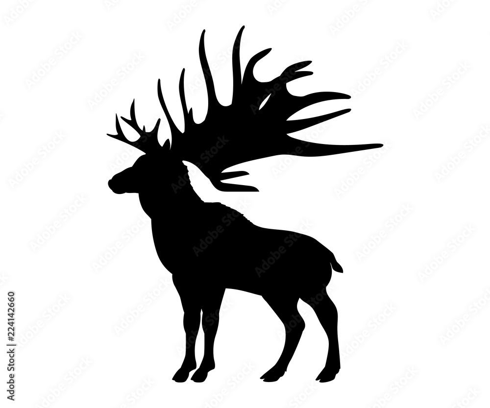 Naklejka premium Megaloceros giant reindeer silhouette extinct mammalian animal