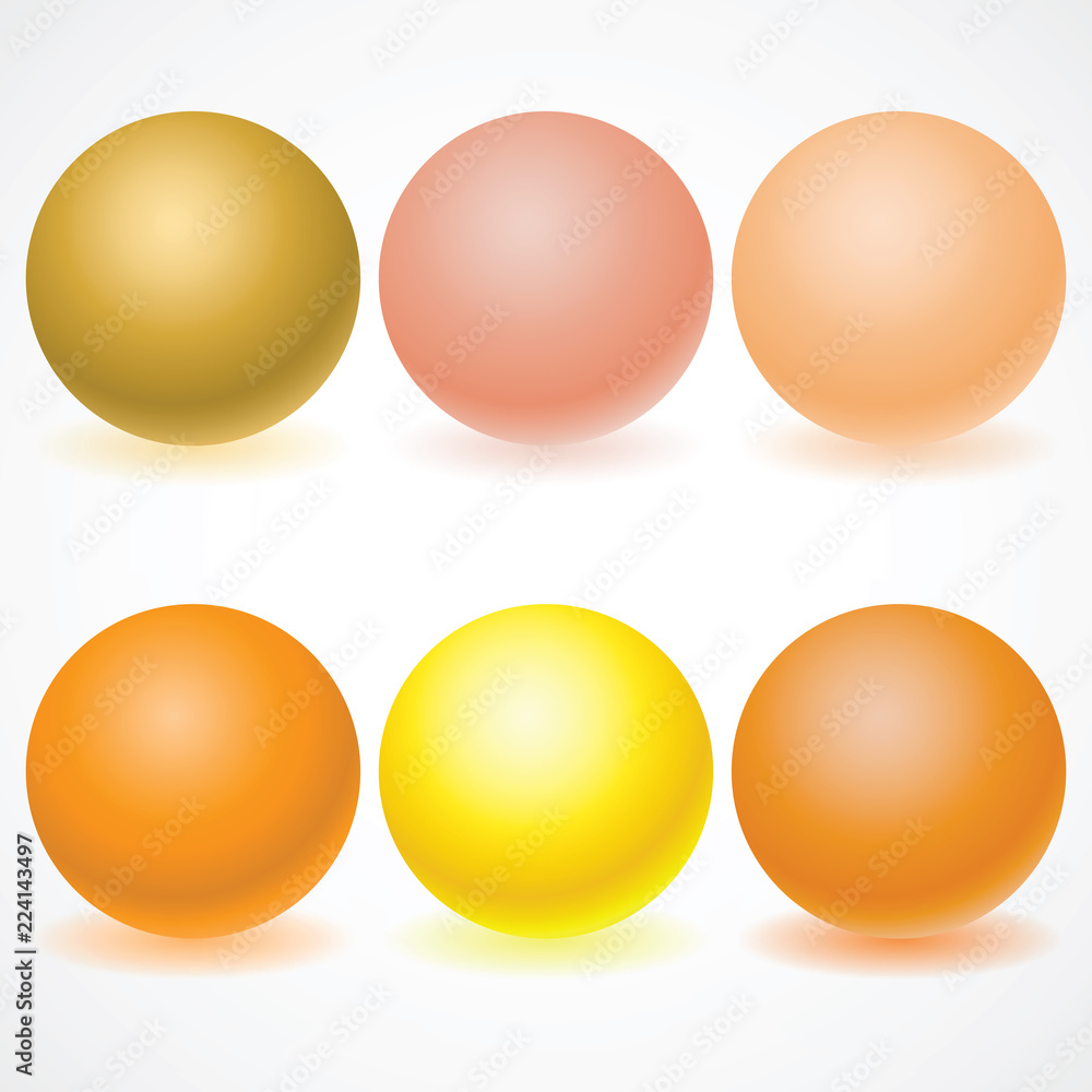 Set of multicolored spheres with shadows Set of multicolored spheres with shadows