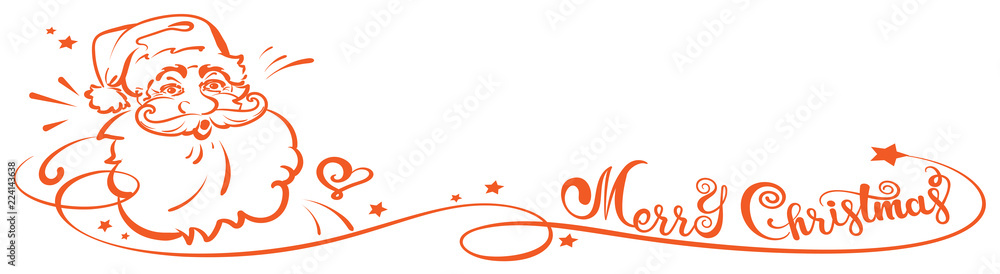 Naklejka premium Merry Christmas banner with Santa Claus and calligraphy, vector