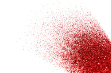 Textured background with red glitter sparkle on white