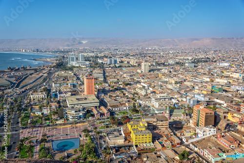 Aerial view of the city of Arica, Chile © Delphotostock