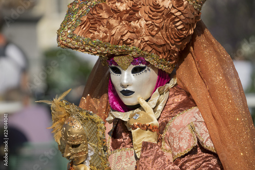 Ludwigsburg, Baden Wuerttemberg/Germany - 09-08-2018,  the famous "Venezianische Messe"takes place on the Baroque Market place of Ludwigsburg with thousands of visitors and about 1000 masked people 
