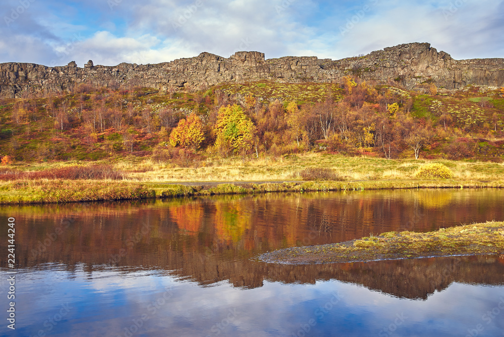 Autumn landscape in The Thingvellir National Park Autumn landscape in The Thingvellir National Park