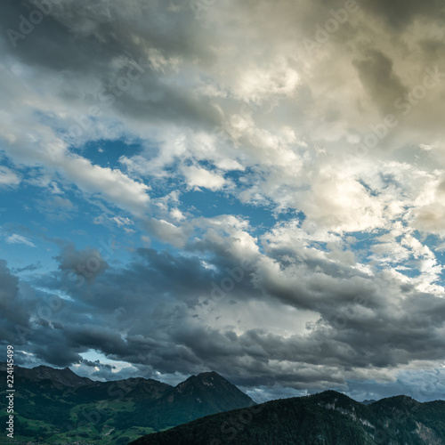Storm clouds. Storm clouds over the mountains. Central Switzerland.