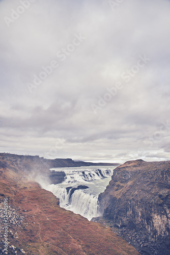 The waterfall Gullfoss in Iceland in autumn 