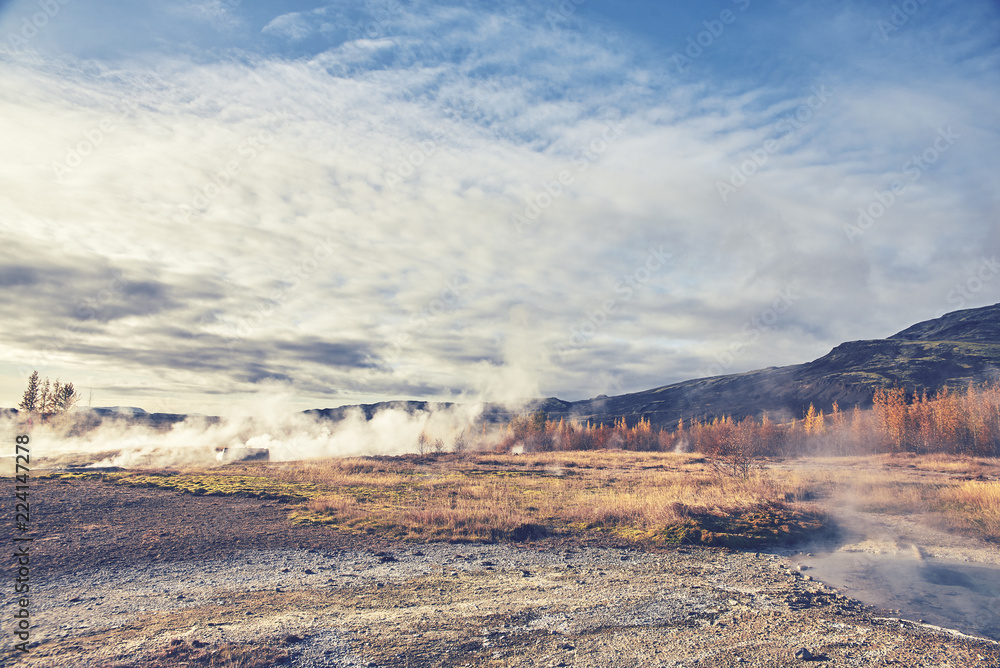 Autumn landscape in the Geysir park, Iceland Autumn landscape in the Geysir park, Iceland