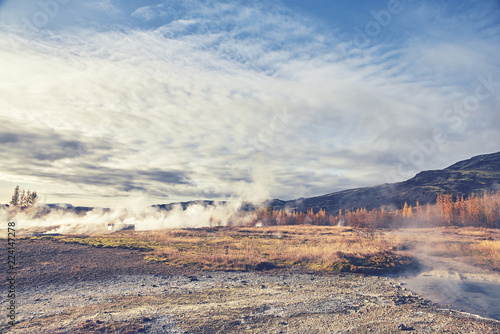  Autumn landscape in the  Geysir park  Iceland 