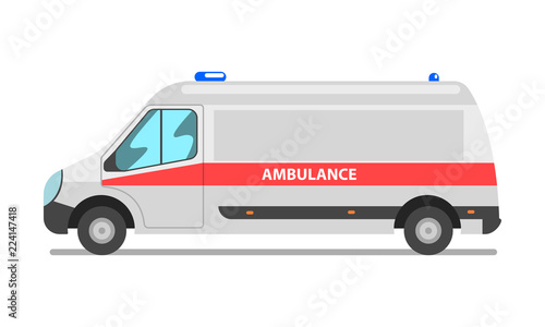 Ambulance car, emergency medical van vector Illustration on a white background