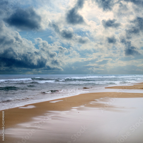 stormy day on sandy beach