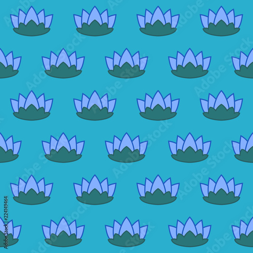 Seamless pattern background with nenuphars, colorful illustration