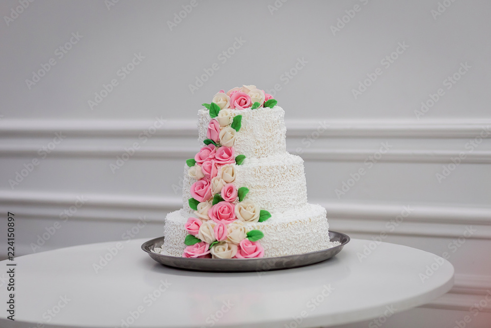 Premium Photo | Wedding festive multistorey cake in white tone