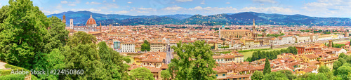 Aerial view of Florence with the Basilica Santa Maria del Fiore (Duomo) seen from the "Bardini Gardens", Tuscany, Italy