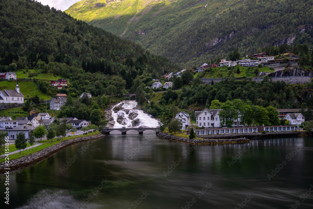 Fototapeta premium Fjord and mountains landscape in Norway.