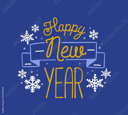 Happy New Year 2019 holiday wish written with calligraphic font