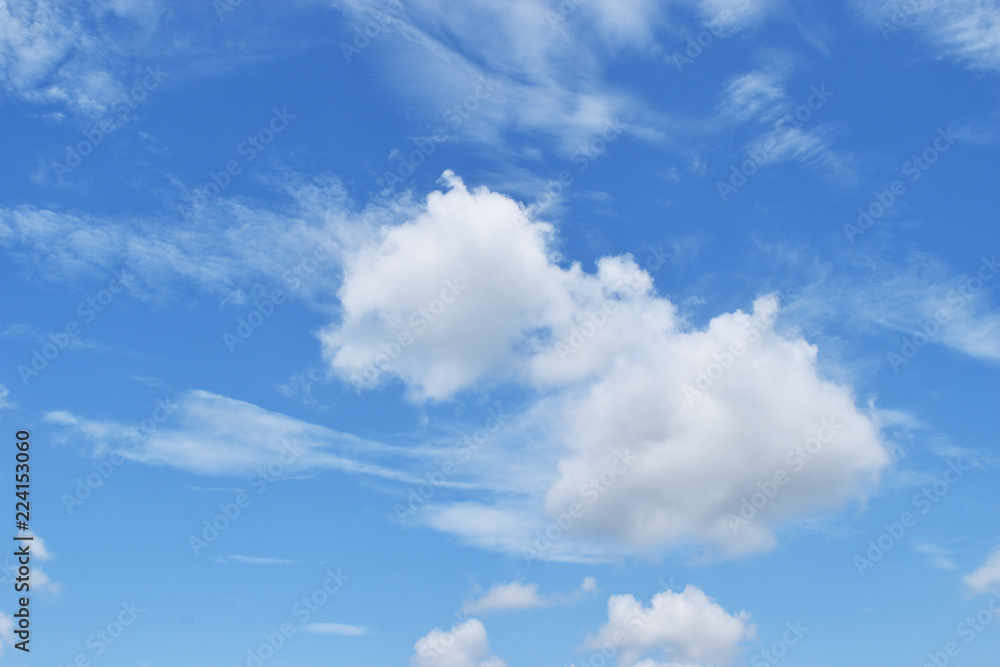 Cumulus cloud on beautiful blue sky , Fluffy clouds formations at tropical zone , Thailand
Cumulus cloud on beautiful blue sky , Fluffy clouds formations at tropical zone , Thailand