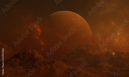 Fototapeta Naklejka Na Ścianę i Meble -  3d rendered Space Art: Alien Planet - A Fantasy Landscape