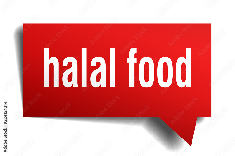 halal food red 3d speech bubble halal food red 3d speech bubble