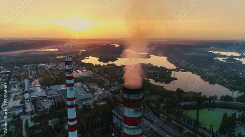 Wallpaper Mural Aerial drone footage. Coal fire power station at sunset. Torontodigital.ca