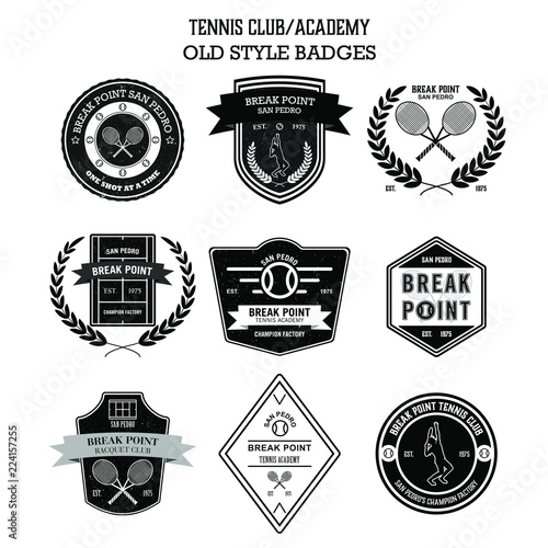 Set of vintage retro badges and labels for Tennis Club or Tennis Academy