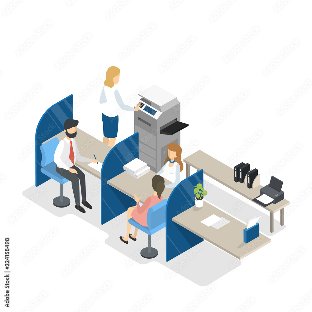 People in the bank sitting at the counter People in the bank sitting at the counter
